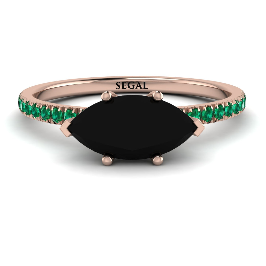 Marqise Black Diamond Engagement Ring - Lola No. 23