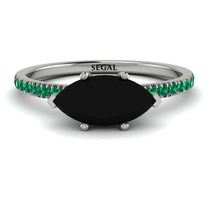 Marqise Black Diamond Engagement Ring - Lola No. 24 image 1