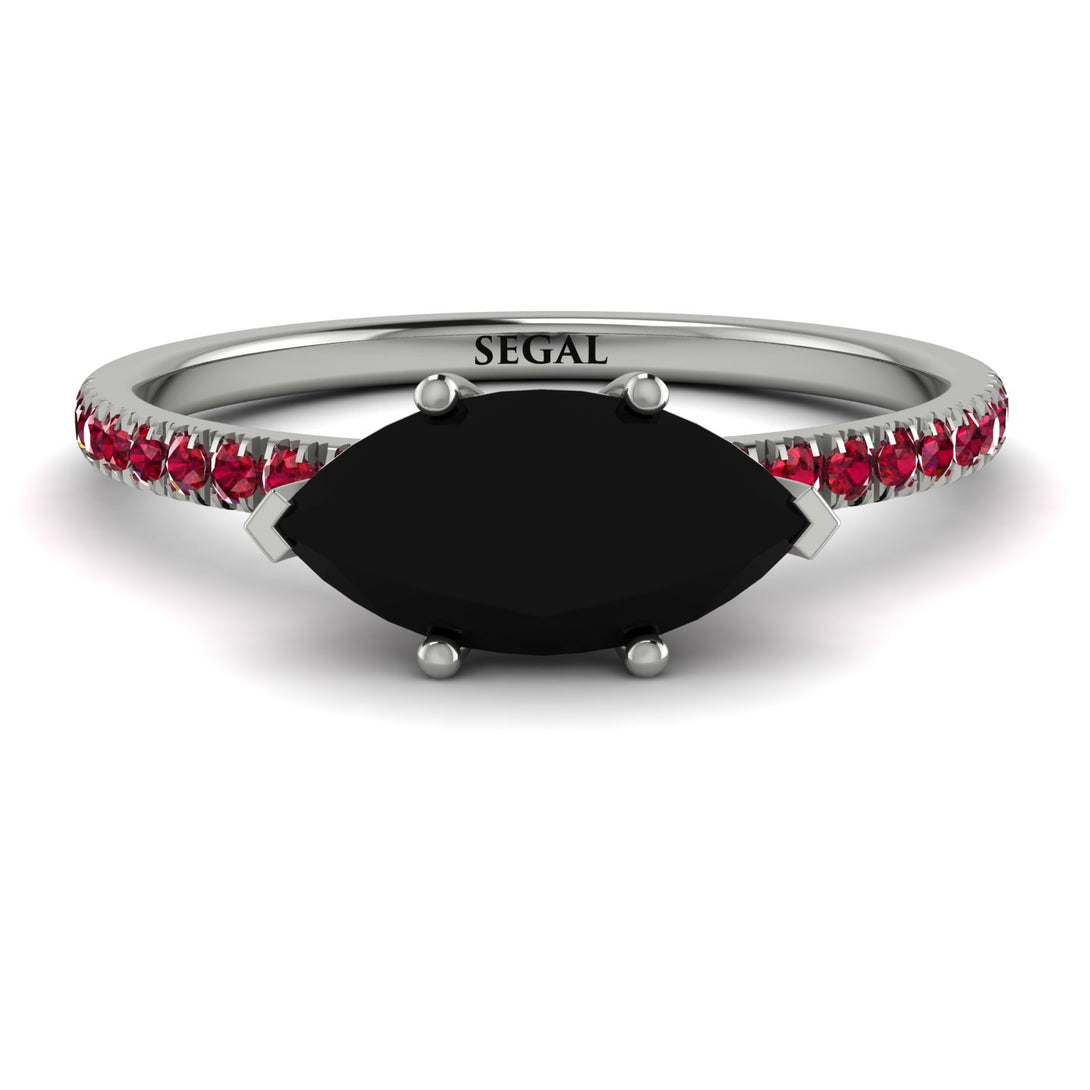 Marqise Black Diamond Engagement Ring - Lola No. 54