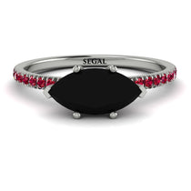 Marqise Black Diamond Engagement Ring - Lola No. 54 image 1
