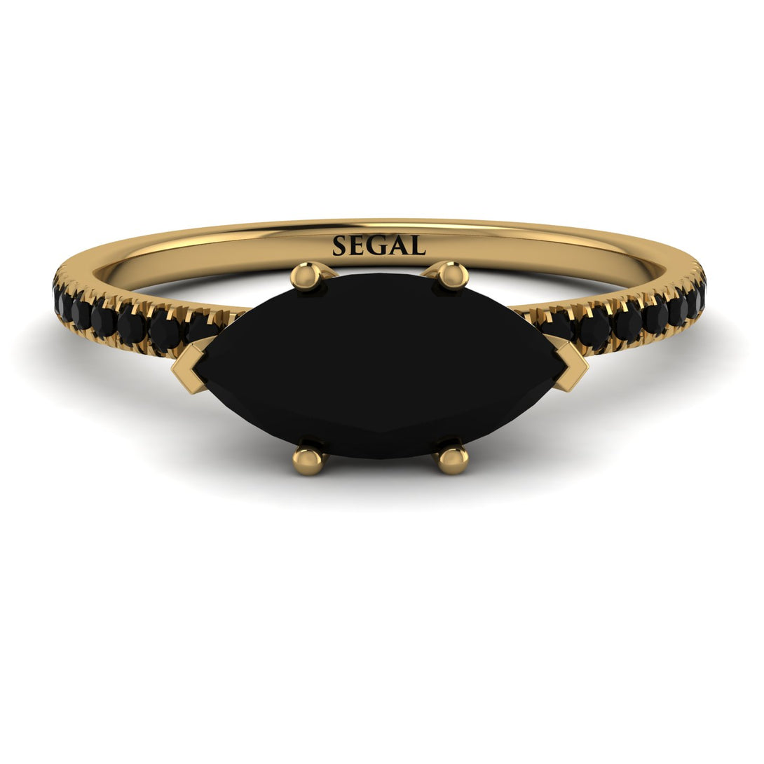 Marqise Black Diamond Engagement Ring - Lola No. 37