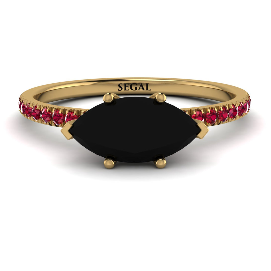 Marqise Black Diamond Engagement Ring - Lola No. 52