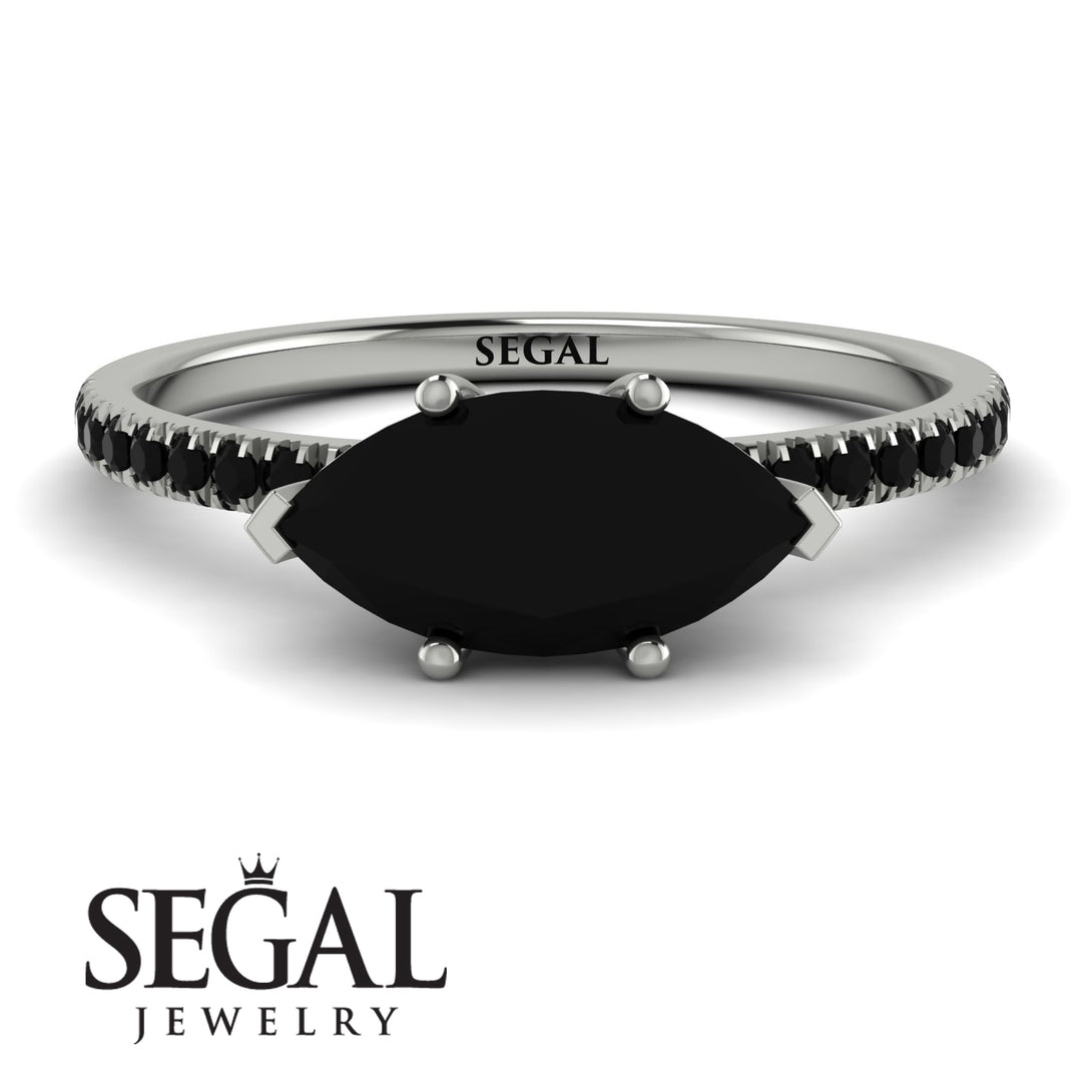 Marqise Black Diamond Engagement Ring - Lola No. 39