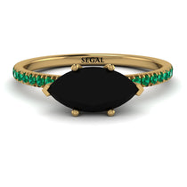 Marqise Black Diamond Engagement Ring - Lola No. 22 image 1