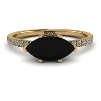 Marqise Black Diamond Engagement Ring - Lola No. 7 image 1