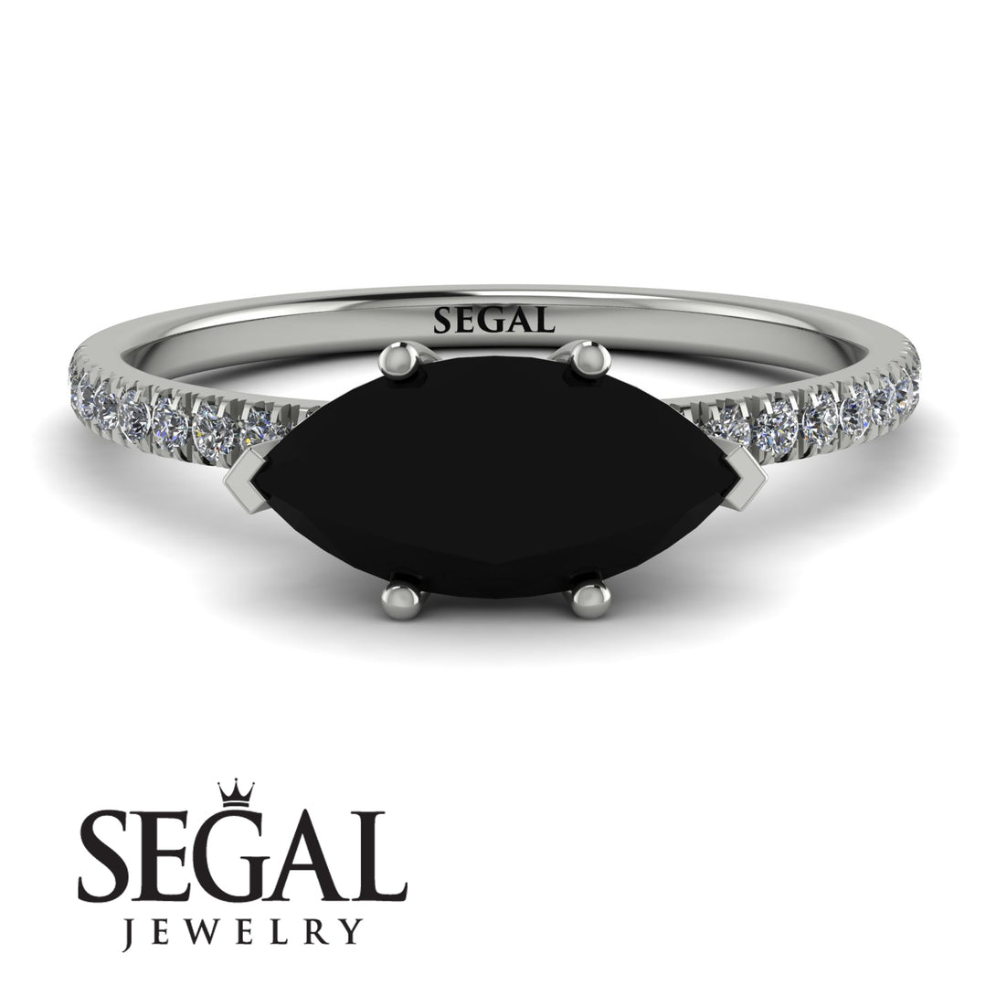 Marqise Black Diamond Engagement Ring - Lola No. 9