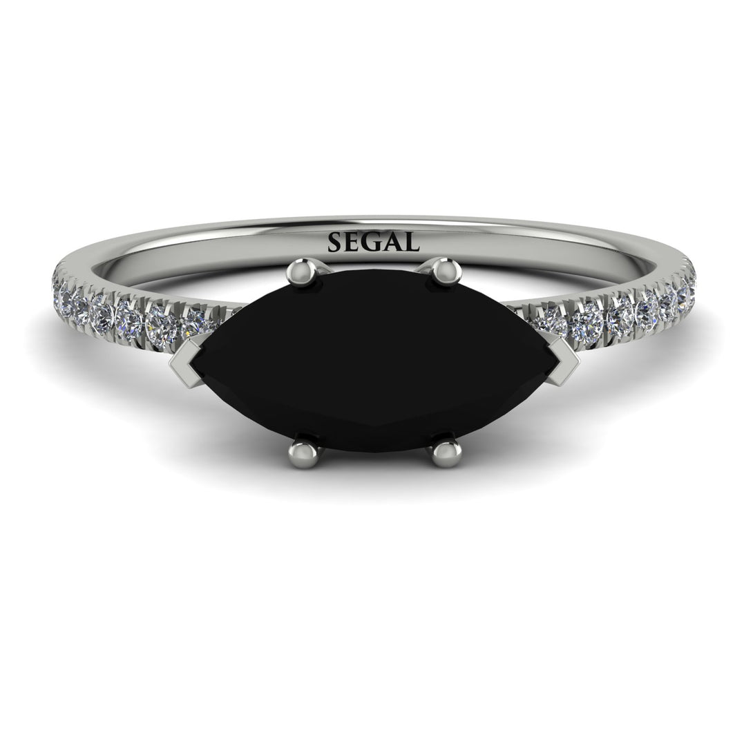 Marqise Black Diamond Engagement Ring - Lola No. 9