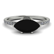 Marqise Black Diamond Engagement Ring - Lola No. 9 image 1