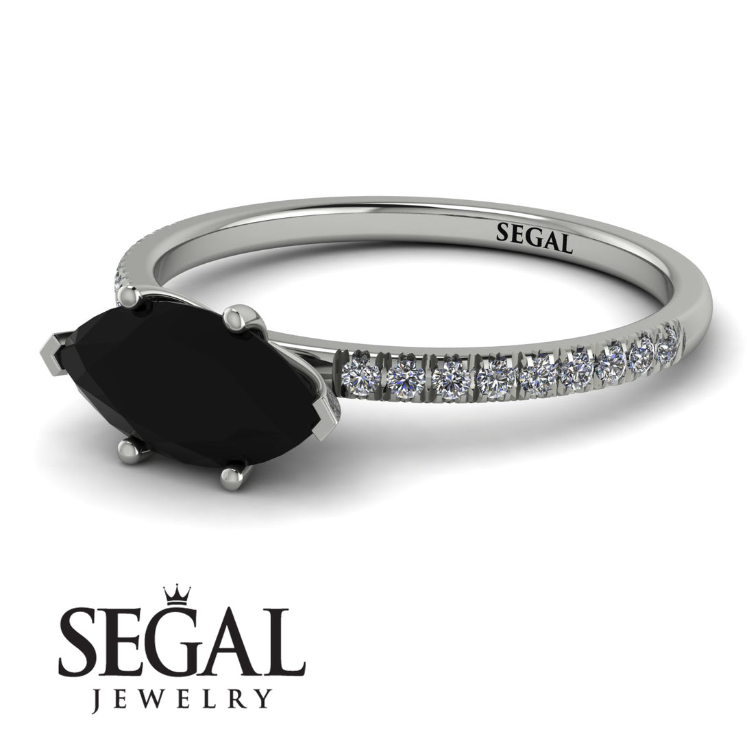 Marqise Black Diamond Engagement Ring - Lola No. 9