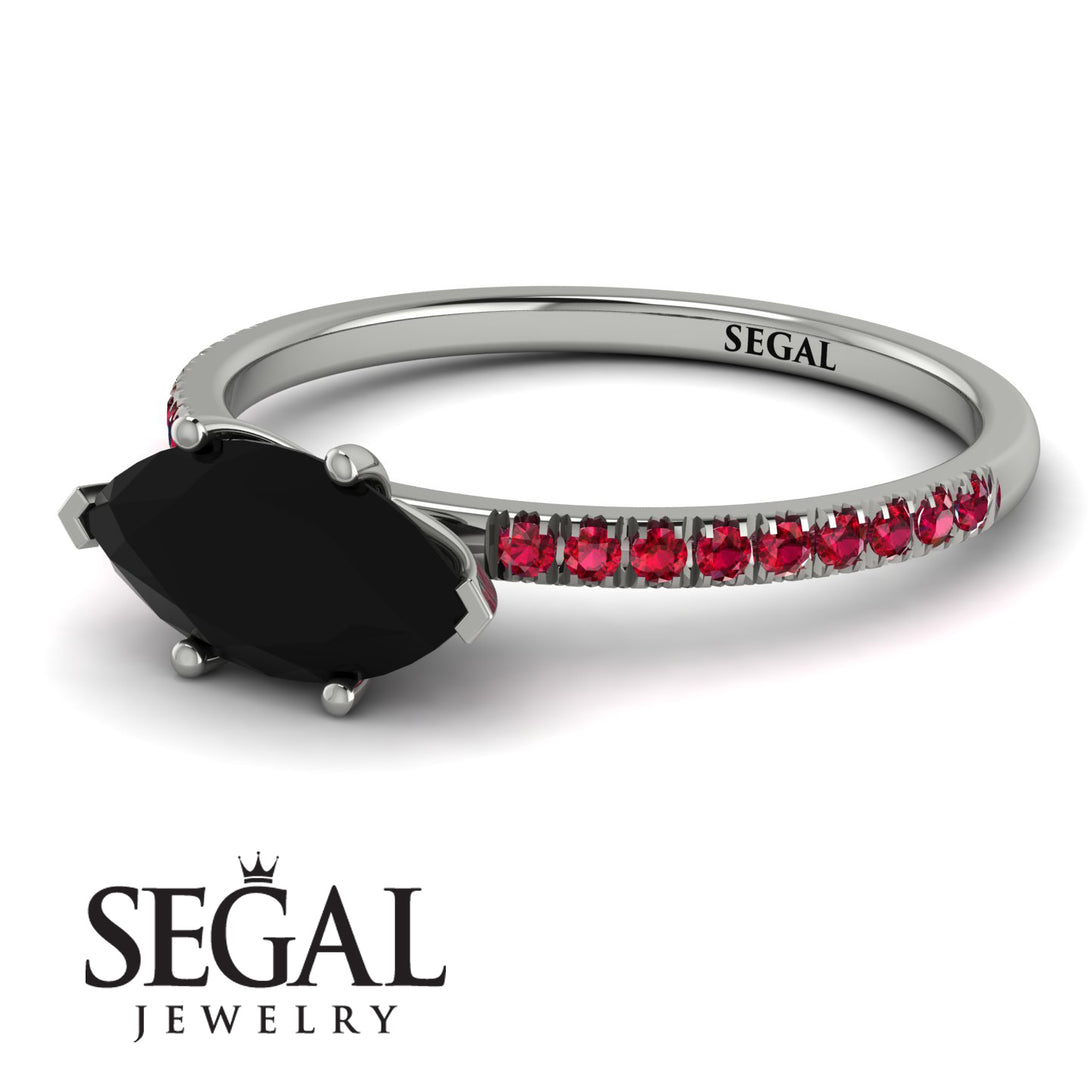Marqise Black Diamond Engagement Ring - Lola No. 54