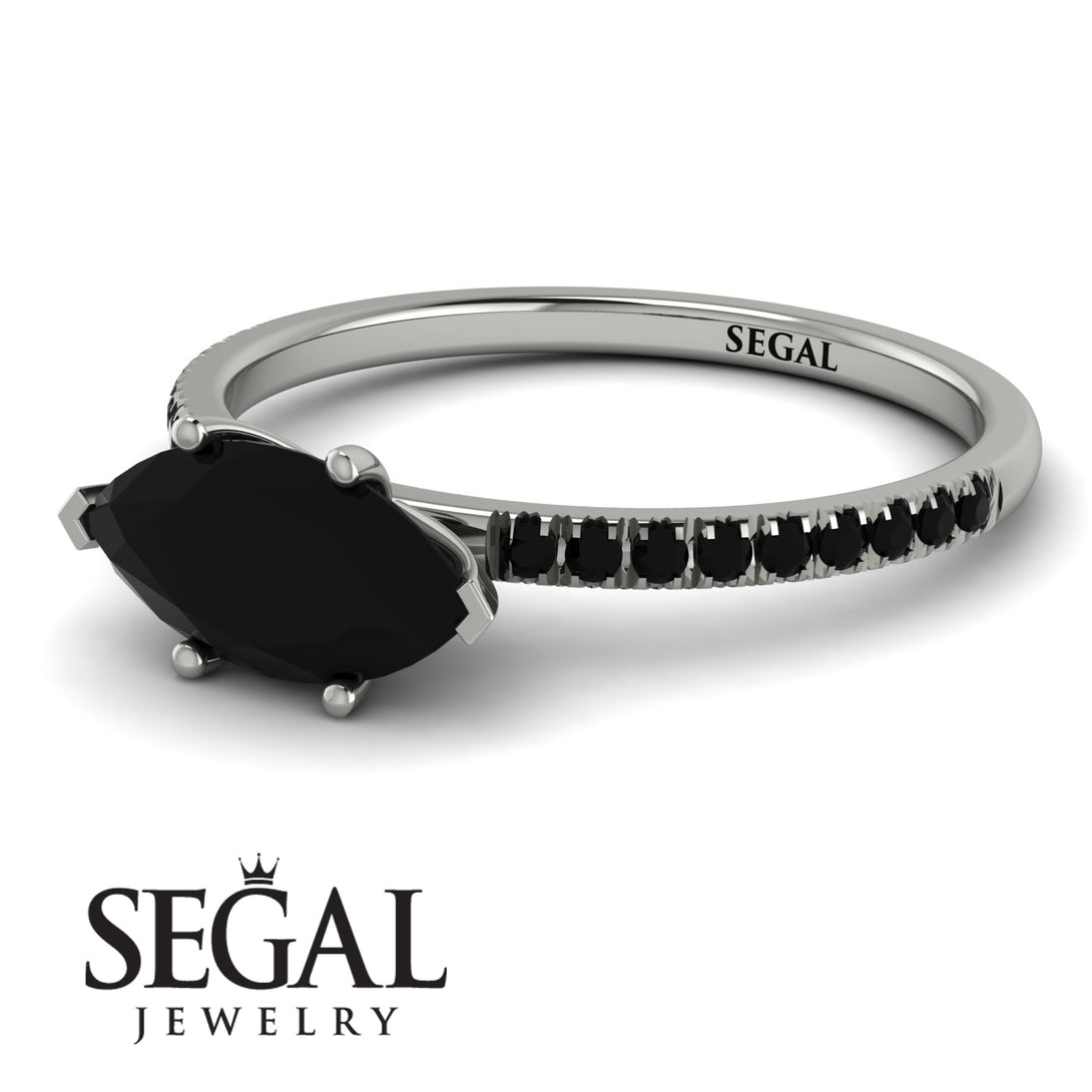 Marqise Black Diamond Engagement Ring - Lola No. 39