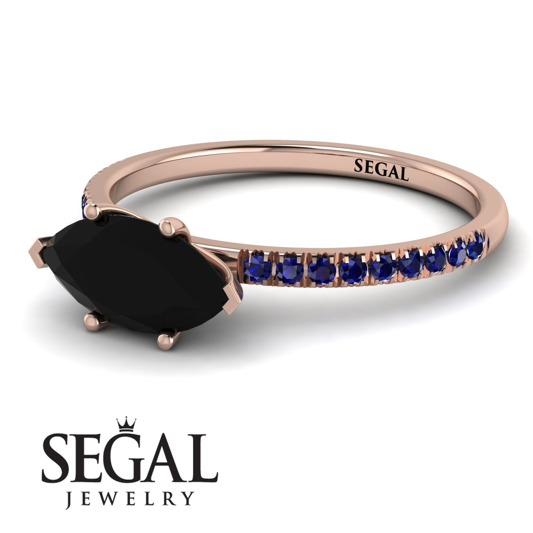Marqise Black Diamond Engagement Ring - Lola No. 68