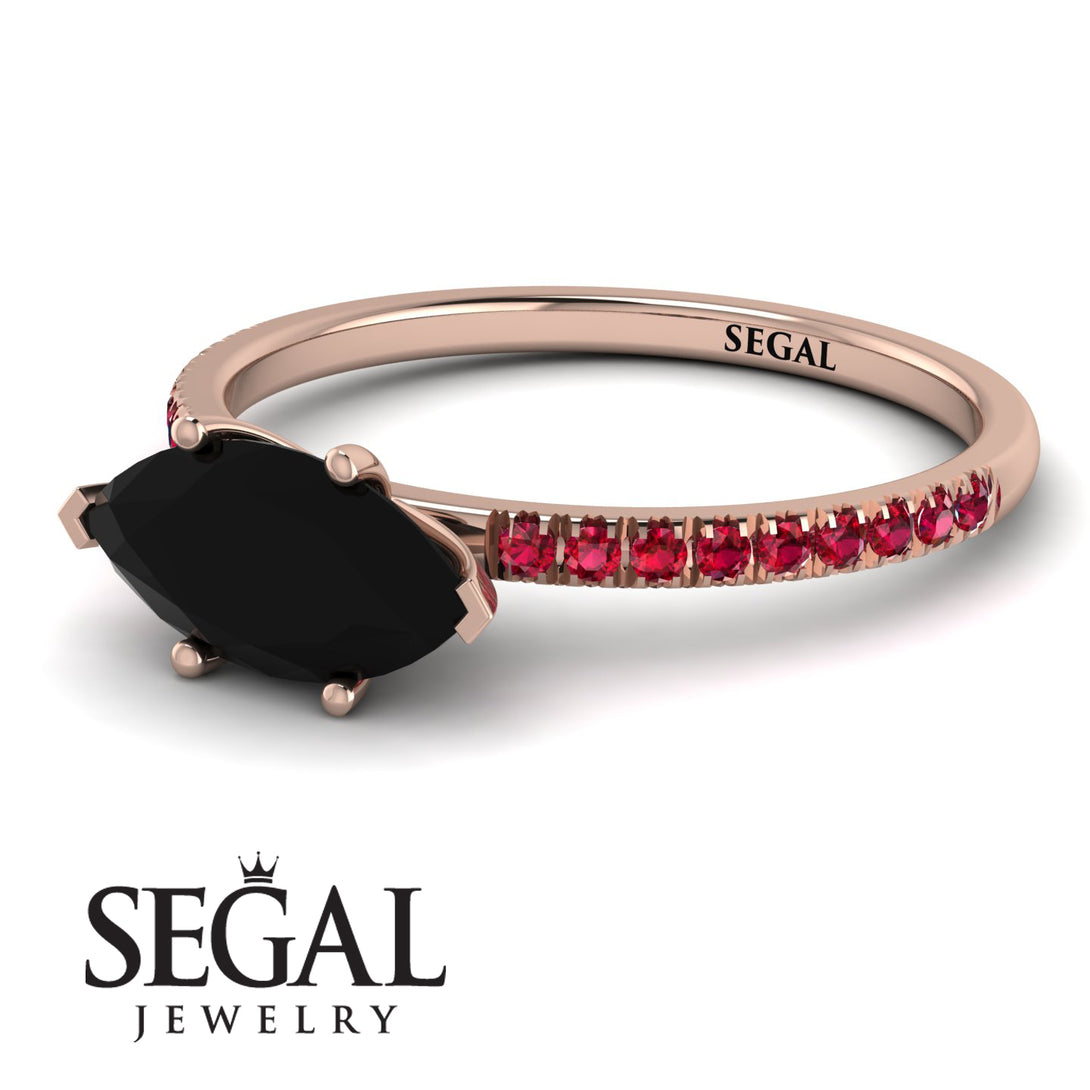 Marqise Black Diamond Engagement Ring - Lola No. 53