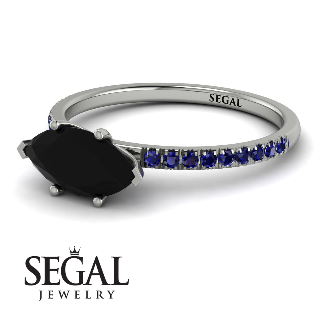 Marqise Black Diamond Engagement Ring - Lola No. 69