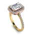 Two Tones Gorgeous Emerald Cut Diamond Pave Engagement Ring With Hidden Stone - Veronica No. 76
