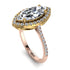 Two Tones Gorgeous Marquise Cut Diamond Pave Engagement Ring With Hidden Stone - Miriam No. 76