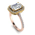 Two Tones Gorgeous Emerald Cut Diamond Pave Engagement Ring With Hidden Stone - Veronica No. 76