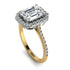 Two Tones Gorgeous Emerald Cut Diamond Pave Engagement Ring With Hidden Stone - Veronica No. 77