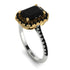 Two Tones Gorgeous Emerald Cut Black Diamond Pave Engagement Ring With Hidden Stone - Veronica No. 80