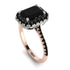Two Tones Gorgeous Emerald Cut Black Diamond Pave Engagement Ring With Hidden Stone - Veronica No. 81