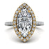 Two Tones Gorgeous Marquise Cut Diamond Pave Engagement Ring With Hidden Stone - Miriam No. 77