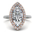 Two Tones Gorgeous Marquise Cut Diamond Pave Engagement Ring With Hidden Stone - Miriam No. 78
