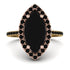 Two Tones Gorgeous Marquise Cut Black Diamond Pave Engagement Ring With Hidden Stone - Miriam No. 79