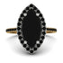 Two Tones Gorgeous Marquise Cut Black Diamond Pave Engagement Ring With Hidden Stone - Miriam No. 80