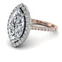 Two Tones Gorgeous Marquise Cut Diamond Pave Engagement Ring With Hidden Stone - Miriam No. 78