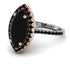 Two Tones Gorgeous Marquise Cut Black Diamond Pave Engagement Ring With Hidden Stone - Miriam No. 81