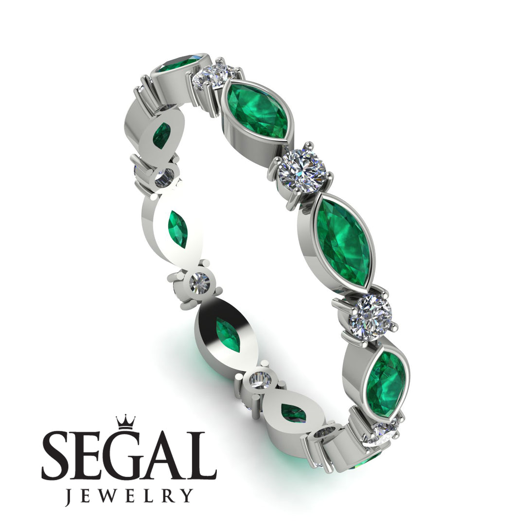 Marquise Emerald Eternity Band - Cecilia No. 6