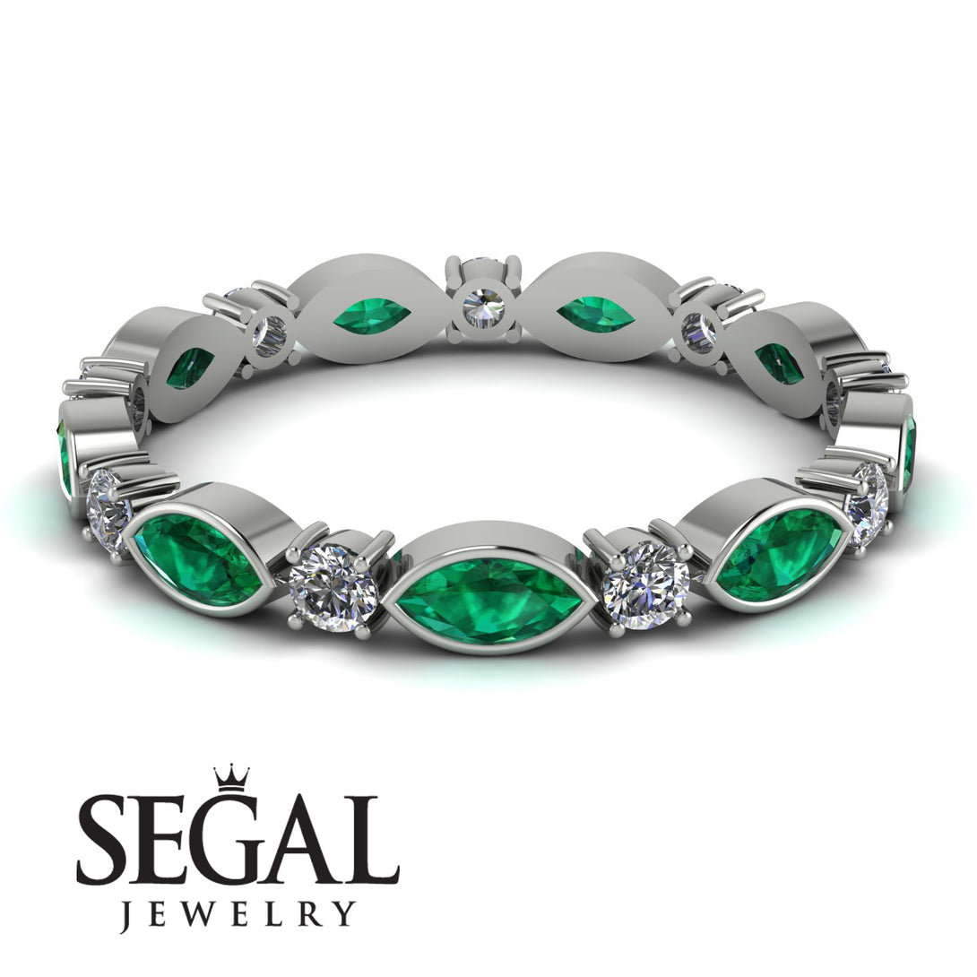 Marquise Emerald Eternity Band - Cecilia No. 6