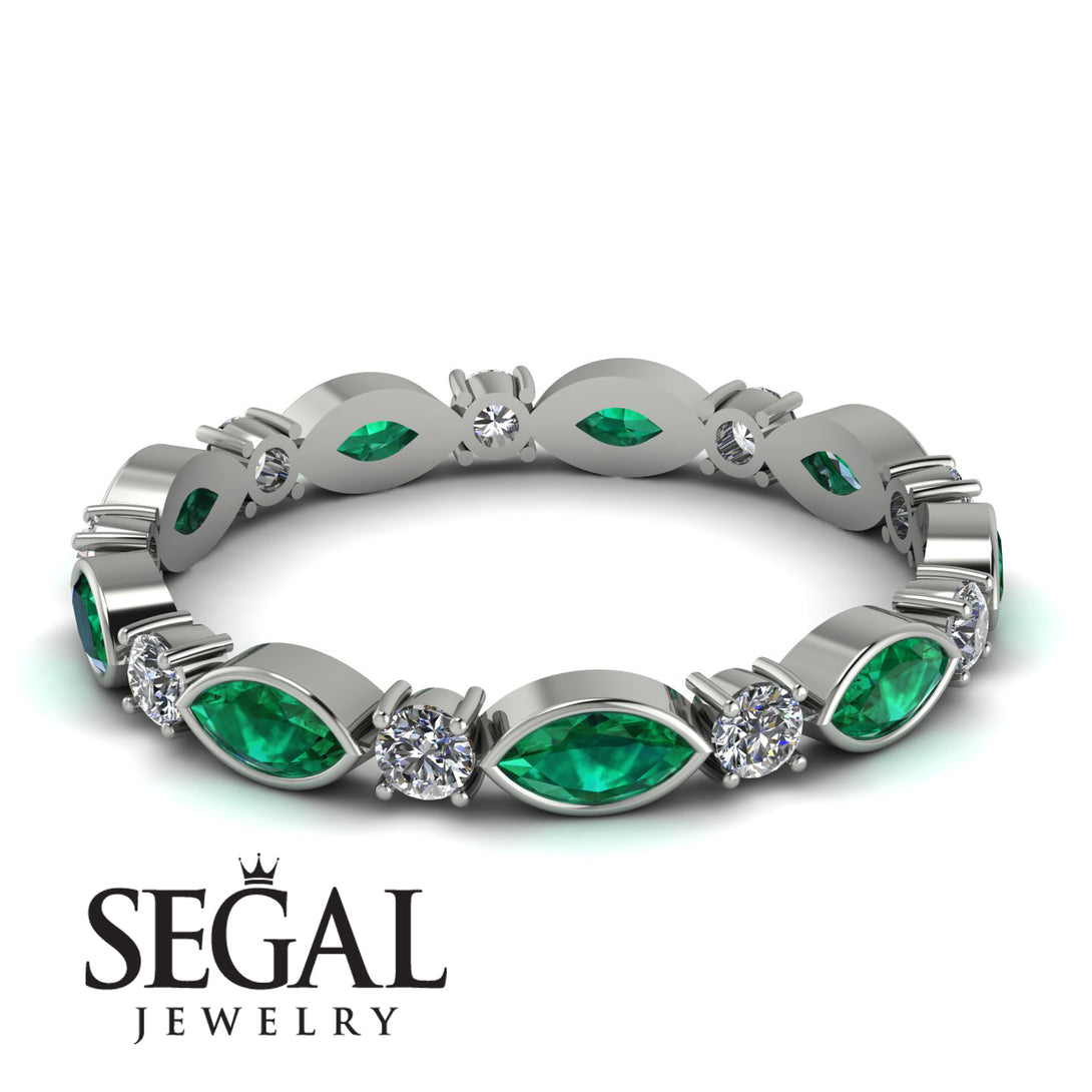 Marquise Emerald Eternity Band - Cecilia No. 6