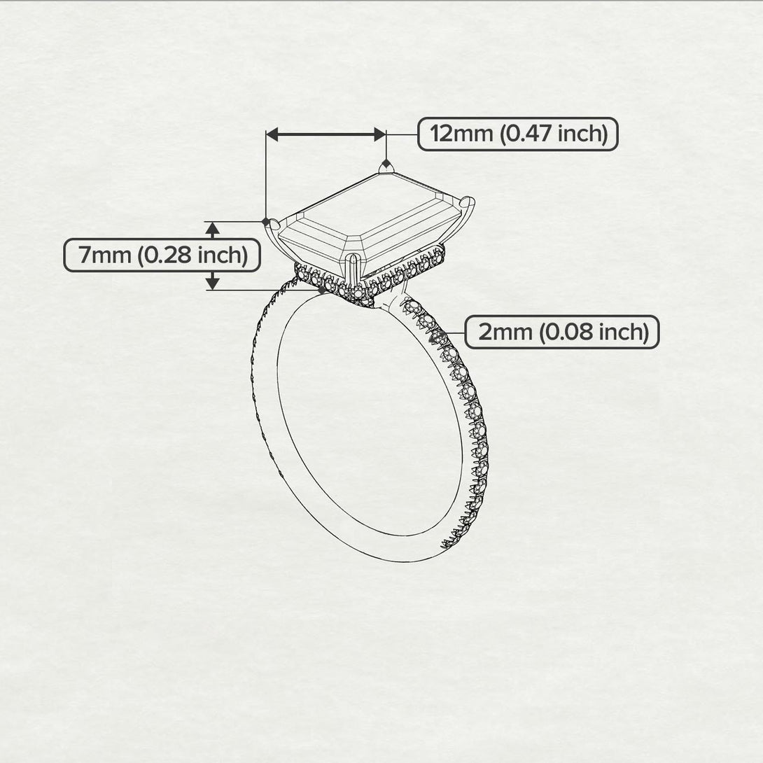 Hidden Halo Emerald Cut Emerald Engagement Ring - Melodi No. 6