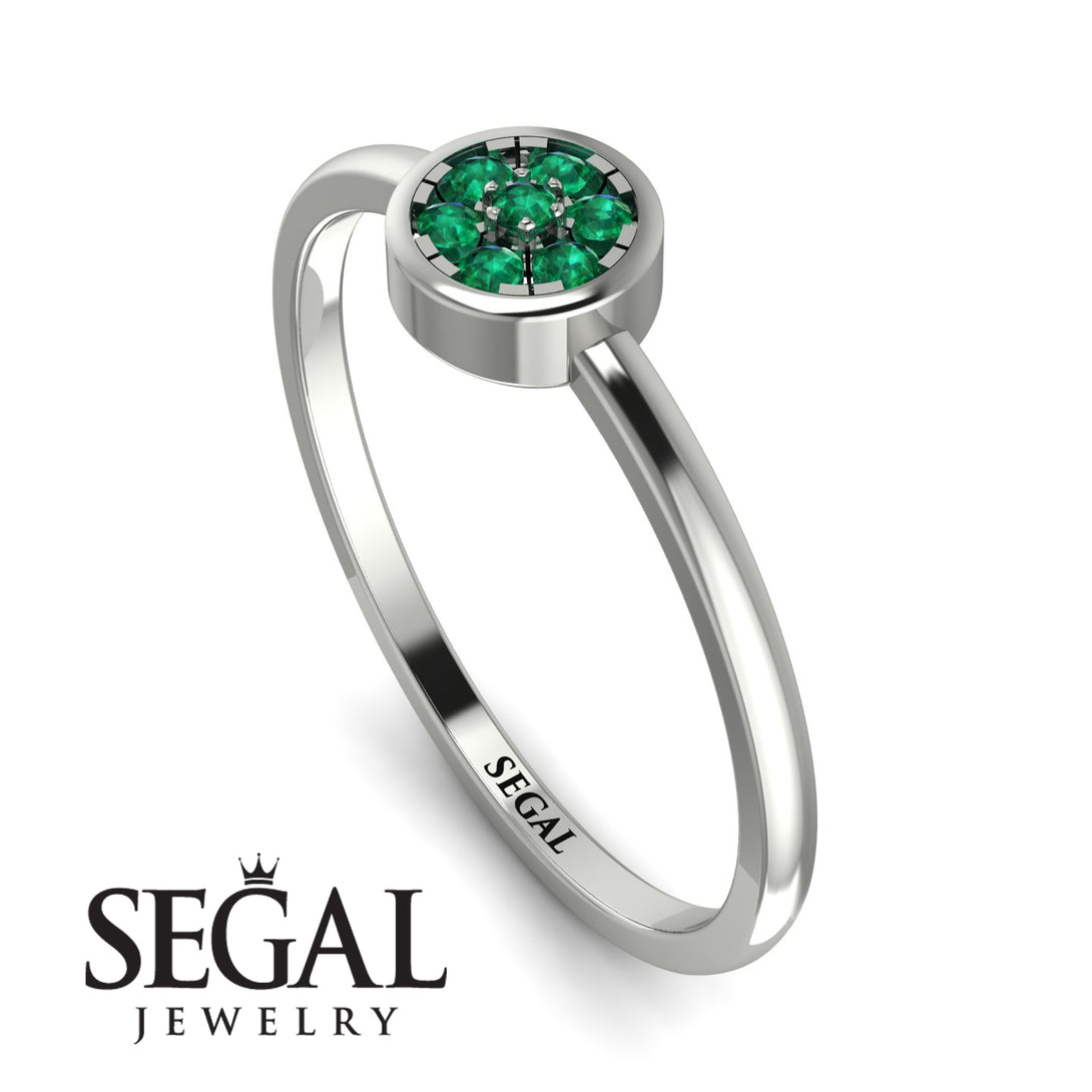 Minimalist Round Emerald Ring - Mckenna No. 6
