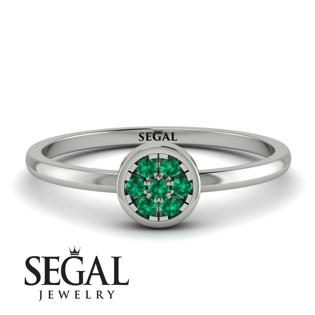 Minimalist Round Emerald Ring - Mckenna No. 6