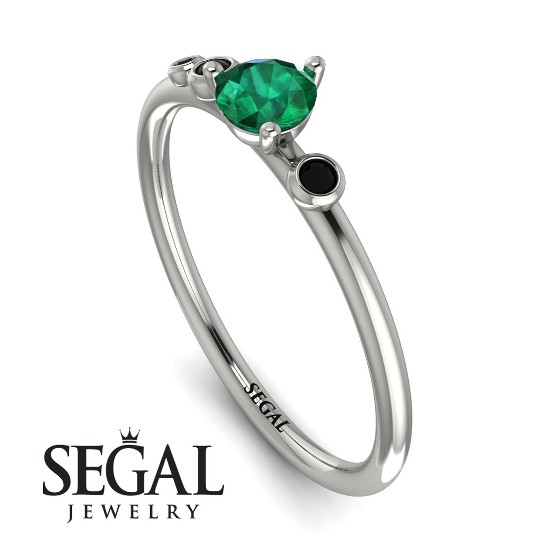 Minimalist Thin Emerald Ring - Brielle No. 36