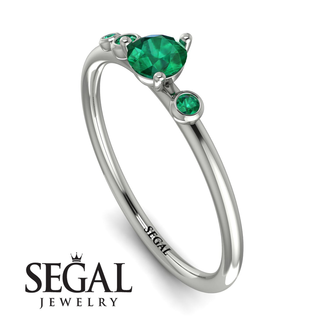 Minimalist Thin Emerald Ring - Brielle No. 21