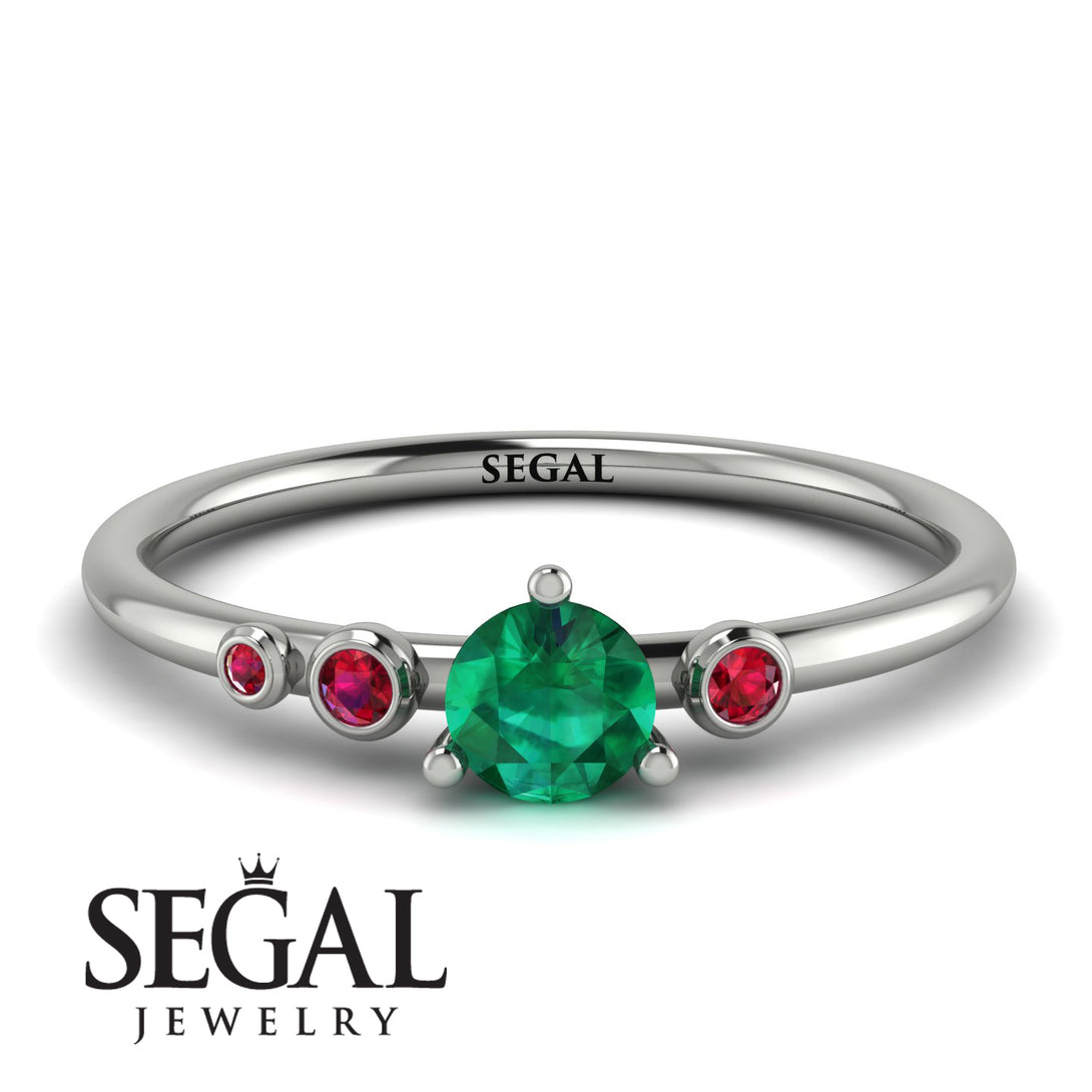Minimalist Thin Emerald Ring - Brielle No. 51