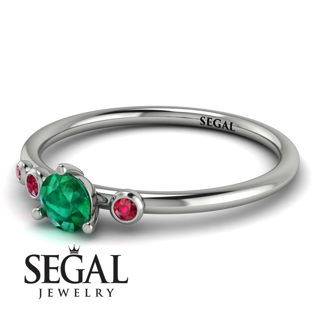 Minimalist Thin Emerald Ring - Brielle No. 51