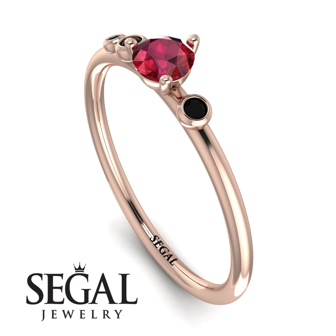 Minimalist Thin Ruby Ring - Brielle No. 41