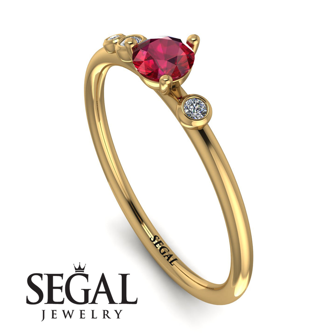 Minimalist Thin Ruby Ring - Brielle No. 10