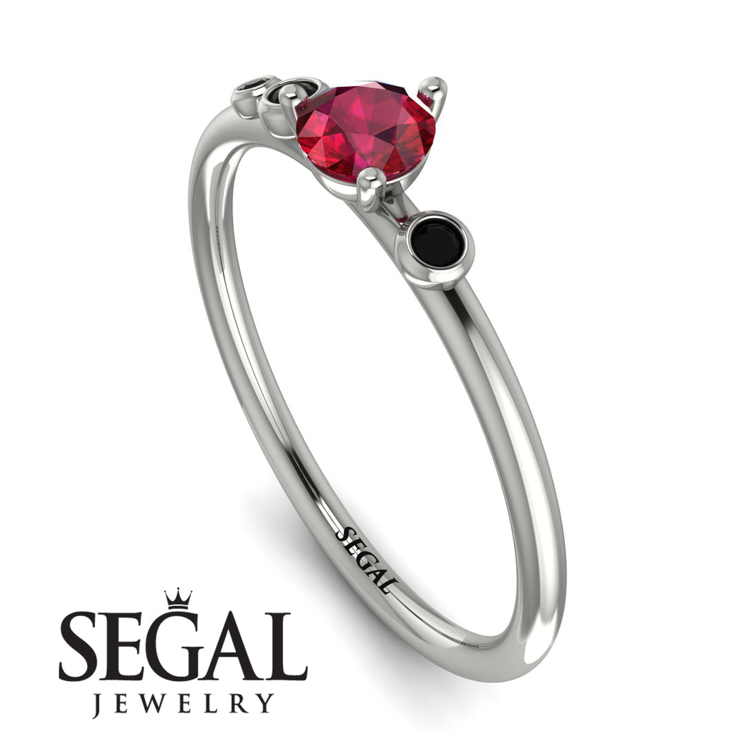 Minimalist Thin Ruby Ring - Brielle No. 42