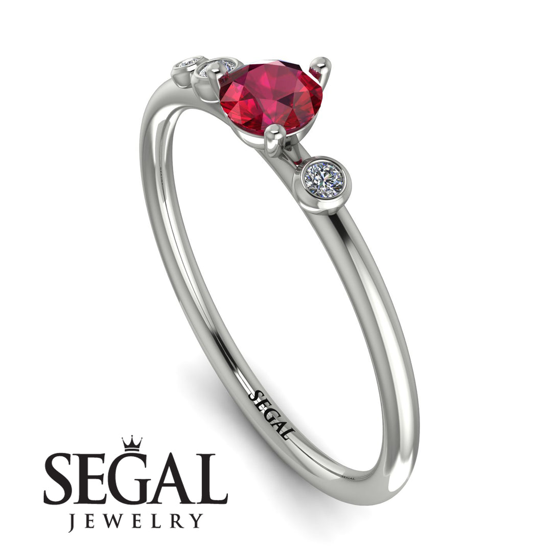 Minimalist Thin Ruby Ring - Brielle No. 12