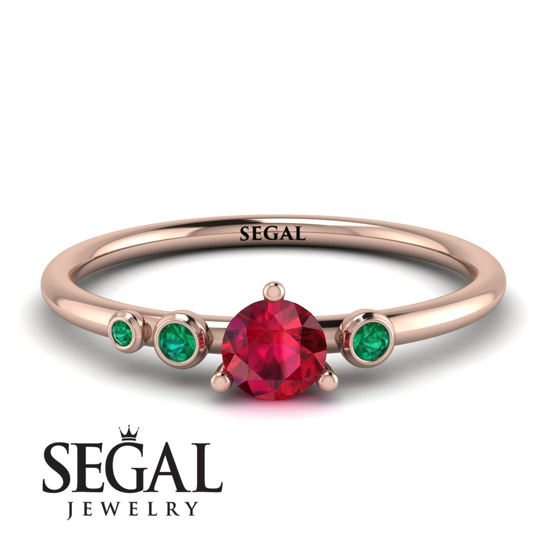 Minimalist Thin Ruby Ring - Brielle No. 26