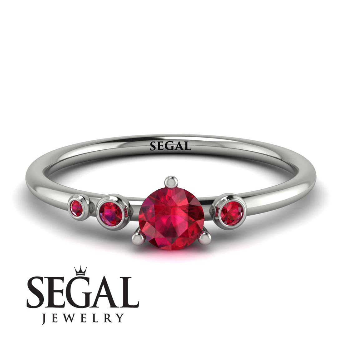 Minimalist Thin Ruby Ring - Brielle No. 57
