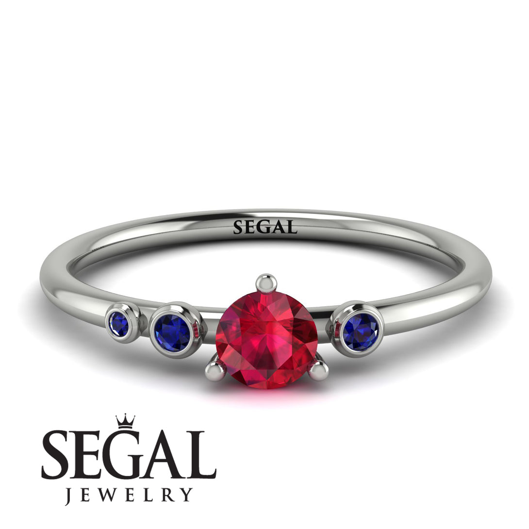 Minimalist Thin Ruby Ring - Brielle No. 72