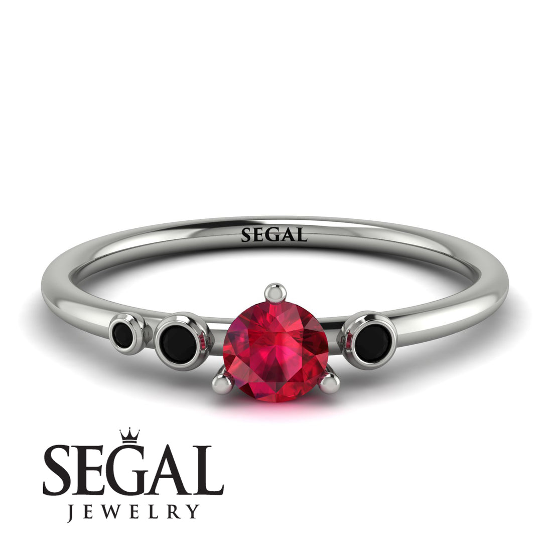 Minimalist Thin Ruby Ring - Brielle No. 42
