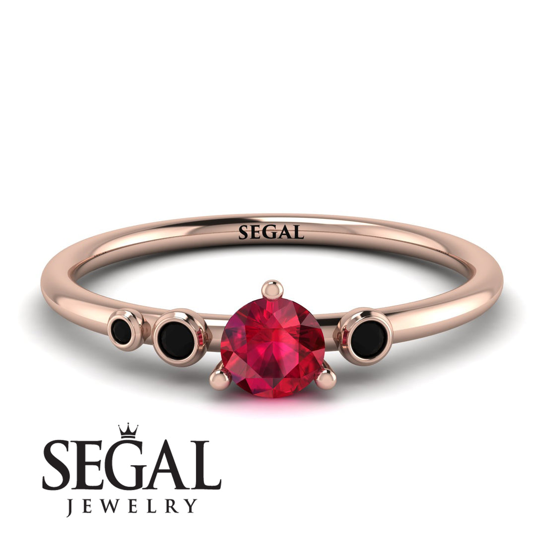 Minimalist Thin Ruby Ring - Brielle No. 41