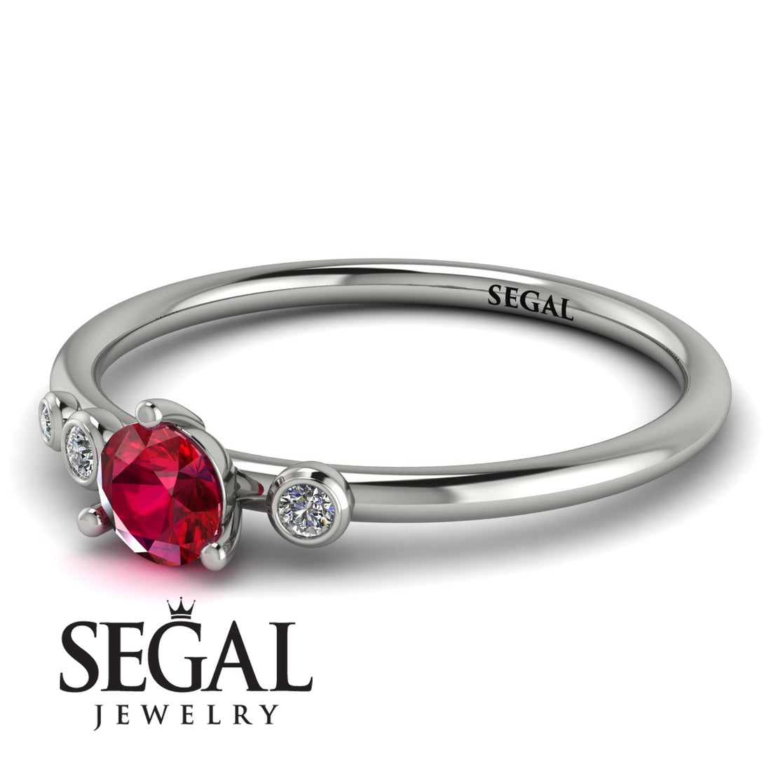 Minimalist Thin Ruby Ring - Brielle No. 12